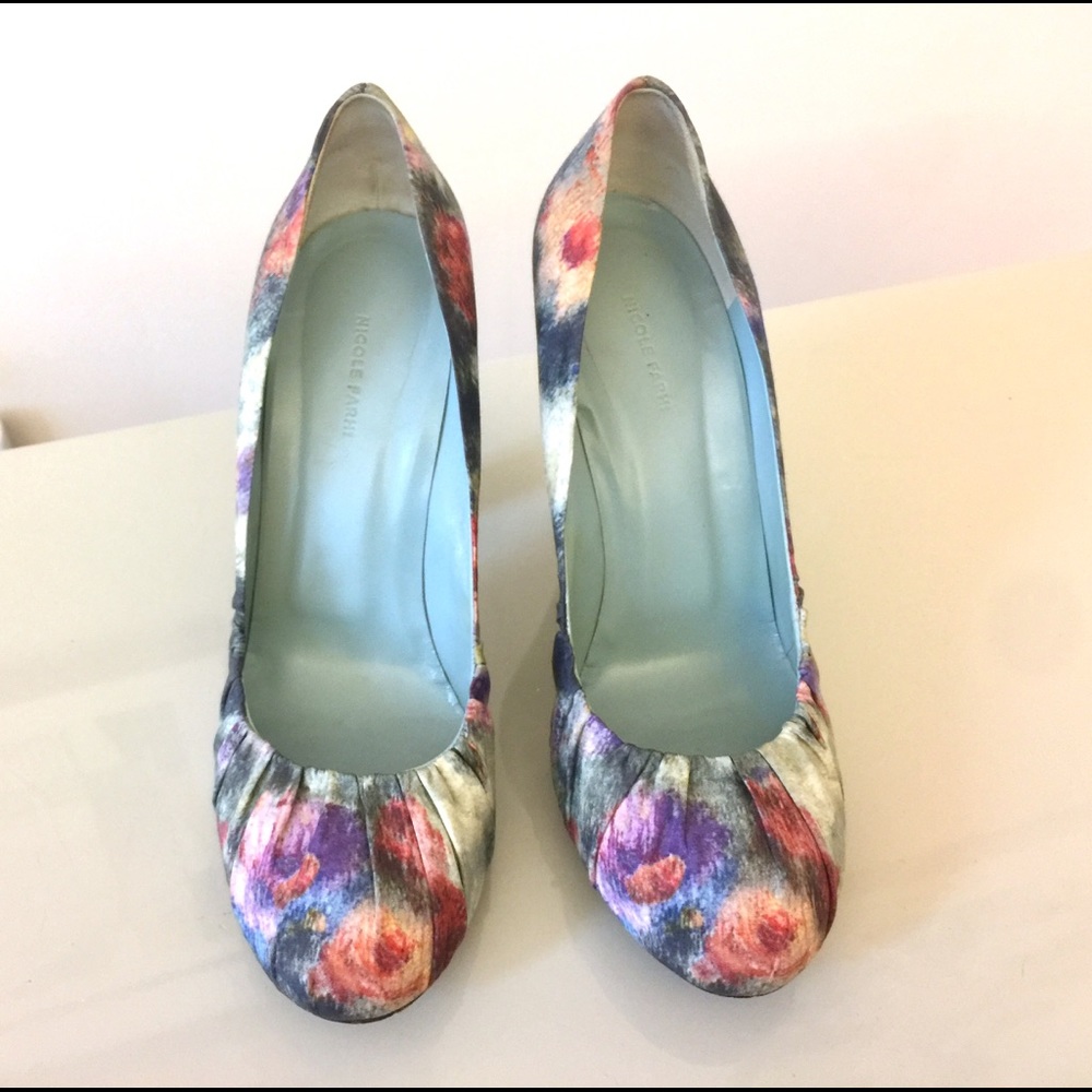 7 Blue Pink Floral High Heels Anthropologie Zara